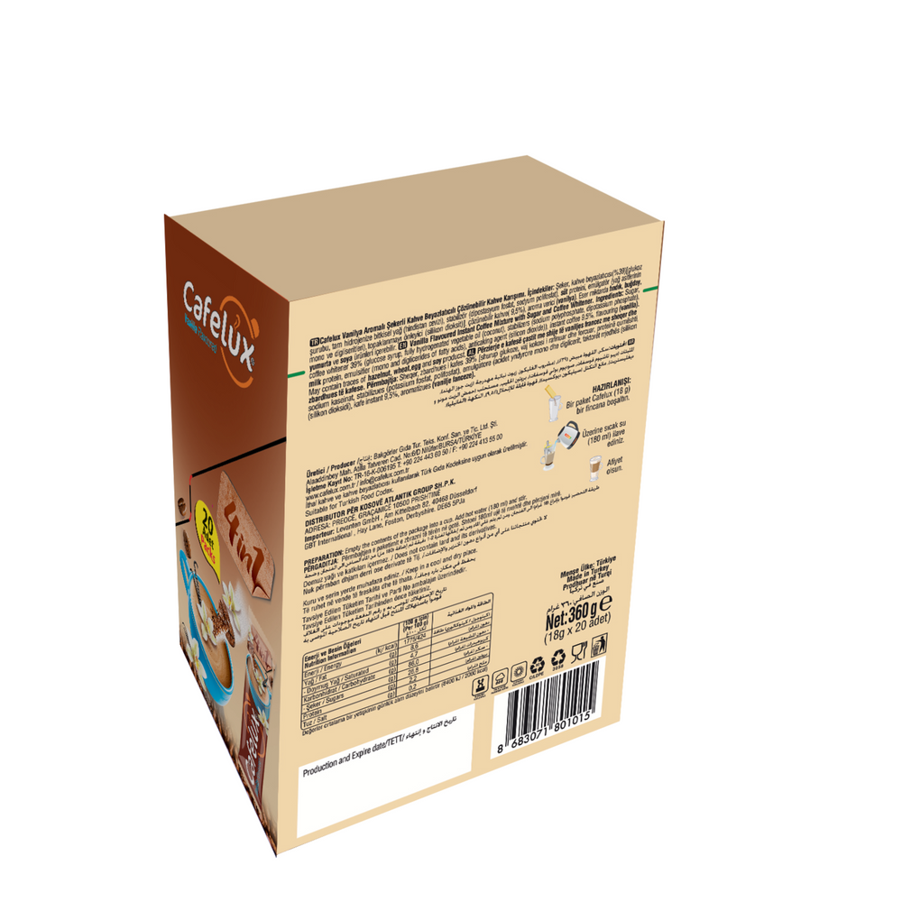 
                  
                    Cafelux 4in1 Coffee Vanilla Flavour - Display Box
                  
                